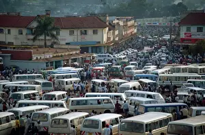 Street Scene Prints: Matatu minibus park, Kampala, Uganda, East Africa, Africa