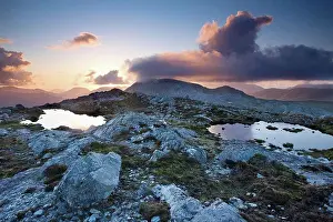 Dusk Prints: Maumturks, Co Galway, Ireland, Pools on the summit of Knocknahillion