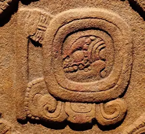 Mexico Prints: Mayan stone disk monument 161 from Tonina