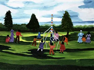Father Prints: Maypoles II 1993 Anna Belle Lee Washington (1924-2000/American) Oil on Canvas