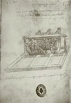Vinci Prints: Mechanical Sketches Leonardo da Vinci (1452-1519/Italian) Drawing