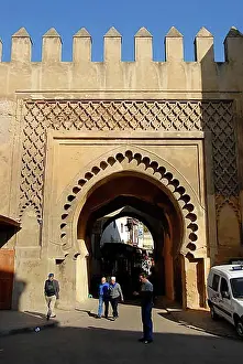 Mediaeval Prints: Mediaeval city gate Bab Semmarin Fes El Jdid Morocco