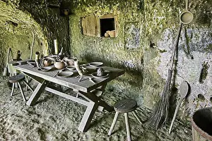 Mediaeval Prints: Medieval kitchen in the fortified troglodyte town La Roque Saint-Christophe