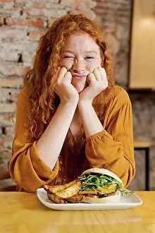 Prepare Prints: Medium shot vegetarian woman with food