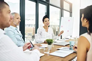 Boardroom Prints: Meeting, collaboration and business people in office with documents for corporate stock market research