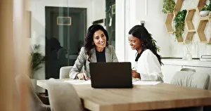 Paperwork Prints: Meeting, women and business people with laptop in office