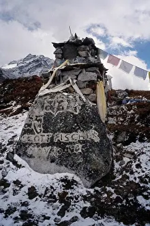 Nepal Prints: Memorial to Scott Fischer Climbing Guide died on Mt Everest 1996 Khumbu Valley Nepal