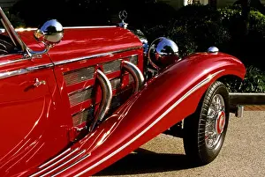 Wing Prints: Mercedes Benz 500K 1936 1930s red exhaust pipes fender