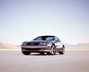 Static Prints: Mercedes Benz SL500 SL-Class 2003 silver dry lake bed