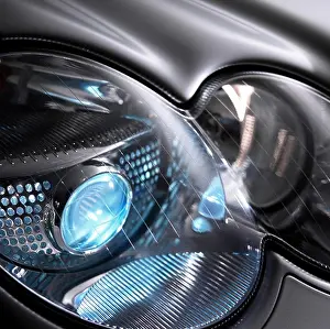 Headlight Prints: detail Mercedes Benz SL500 SL-Class 2003 silver headlight HID