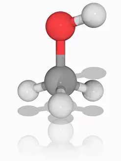 Matter Prints: Methanol. Molecular model of the organic compound and alcohol methanol (C)
