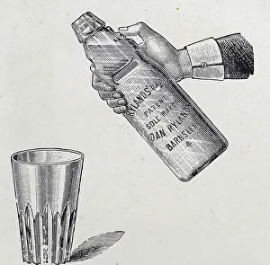 Works Prints: Method for opening a globe stopper on a glass mineral water bottle