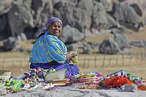 Traditional Attire Prints: Mexican woman of the Raramuri, Tarahumara tribe in traditional dress near the town Creel