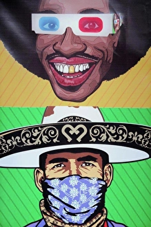 Sombrero Prints: Mexico, Federal District, Mexico City, Condesa District Detail of painted shop