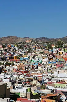 Residential Prints: Mexico, Guanajuato, View Of Colorful Buildings In Downtown; Guanajuato