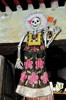 Decorations Prints: Mexico, Oaxaca, Skeleton decoration for Dia de los Muertos or Day of the Dead festivities