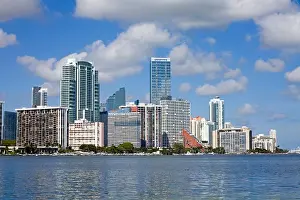 Dade County Prints: Miami skyline viewed from Key Biscayne, Miami, Florida, USA