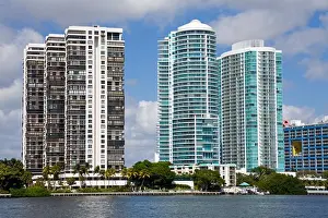 Florida Prints: Miami skyline viewed from Key Biscayne, Miami, Florida, USA