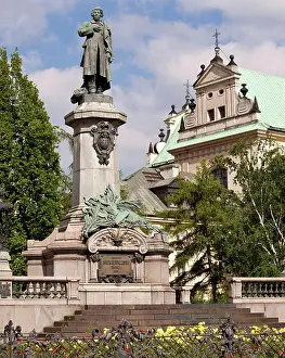 Architektur Prints: Mickiewicz statue Statue of Adam Mickiewicz in Warsaw in Poland