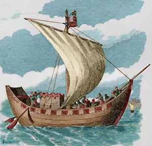 Middle Ages Prints: Middle Ages. Ship of the eleventh and twelfth centuries