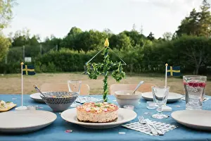 Swedish Prints: Midsummer outdoor table with traditional Swedish food