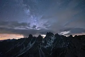 Cliffs Prints: Milky Way and stars over the sharp pinnacles of Cadini di Misurina