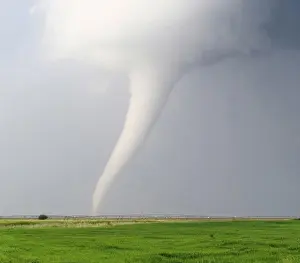 Rotating Prints: Milky White Tornado Spins Across Farmland, North central Nebraska, USA