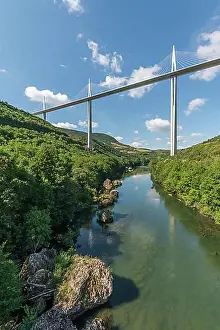 Highways Prints: Millau Viaduct bridge, the highest bridge in the World. Aveyron Department. France