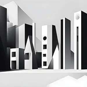 Minimalism Prints: Minimalist abstract wallpaper illustration symbolizing architecture in simple geometric shapes
