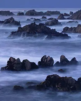 Point Of View Prints: A four minute time exposure of ocean surf and coast rocks. September 5, 2009