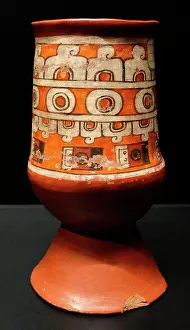 Mexico Prints: Mixtec terracotta vase, Pueblo state, Cholula, Mexico. 1000-1521 AD