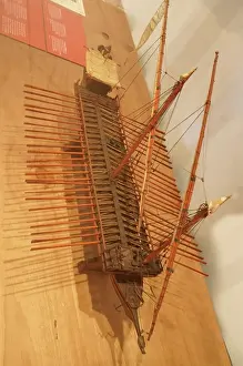 17th Prints: Model of the 17th century, Catalan Galley Sant Jordi deployed to defend the Spanish coast from North African Pirates
