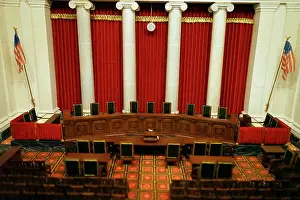2016 Prints: Model of the United States Supreme court interior of the courtroom. Washington DC 2016