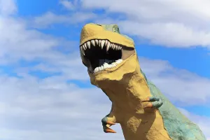 Extinct Prints: Model of world's largest dinosaur tyrannosaurus rex; drumheller alberta canada