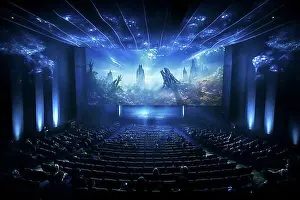 Architectural Styles Prints: Modern cinema hall with big screen, AI generated, cinema, spectator, film