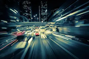 Mystery Prints: Modern city motion blur. Hong Kong