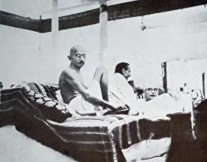 India Prints: Mohandas Karamchand Gandhi (1869 1948) at a meeting of the Indian National Congress