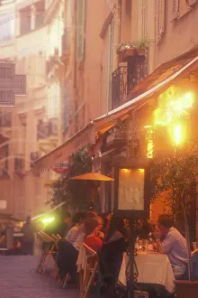 Cafe Prints: Monaco. Evening dining inside old city