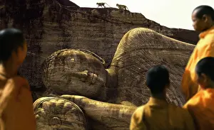 Buddha Prints: Monks, lying budha of Gal Vihara