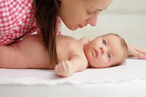 Leben Prints: One month old newborn baby with mother One month old newborn baby with his mother
