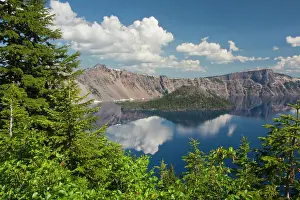 Vista Prints: Morning, Crater Lake and Wizard Island, Crater Lake National Park, Oregon, USA