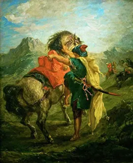 Mounting Prints: Moroccan Mounting His Horse oil painting by Eugene Delacroix 1854 Courtauld Institute Gallery interior Somerset House