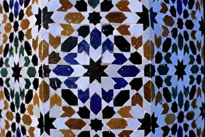 Morocco Prints: Morocco, Marrakech, Medina, Sadian Tombs, Detail Of Mosaic