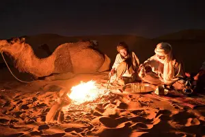 Traditional Prints: Morocco, Tuareg by the campfire