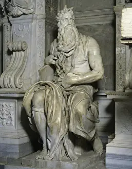 Old Testament Prints: Moses (Full View, Right Side) Michelangelo Buonarroti (1475-1564/Italian) San Pietro in Vincoli