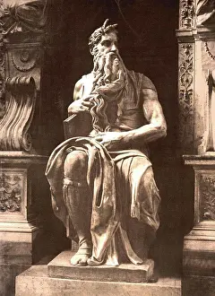 1900s Prints: Moses Sculpture by Michelangelo