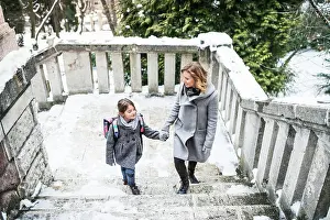 Parenting Prints: Mother taking daughter to school