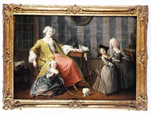 Enfant Prints: a mother who looks playing her children Pierre-Louis Dumesnil