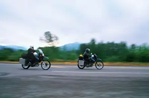 Tarmac Prints: Motorcycle rider, panned blur, British Columbia, Canada