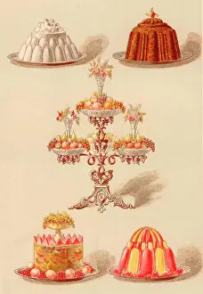 Chromolithograph Prints: Moulded puddings for a dinner party